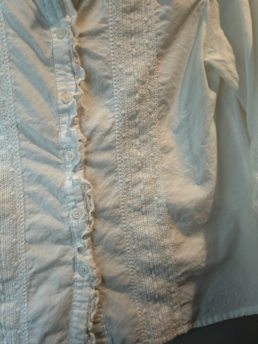 Mango Women's White Ruffled Button-Front Top - Picture 4 of 7